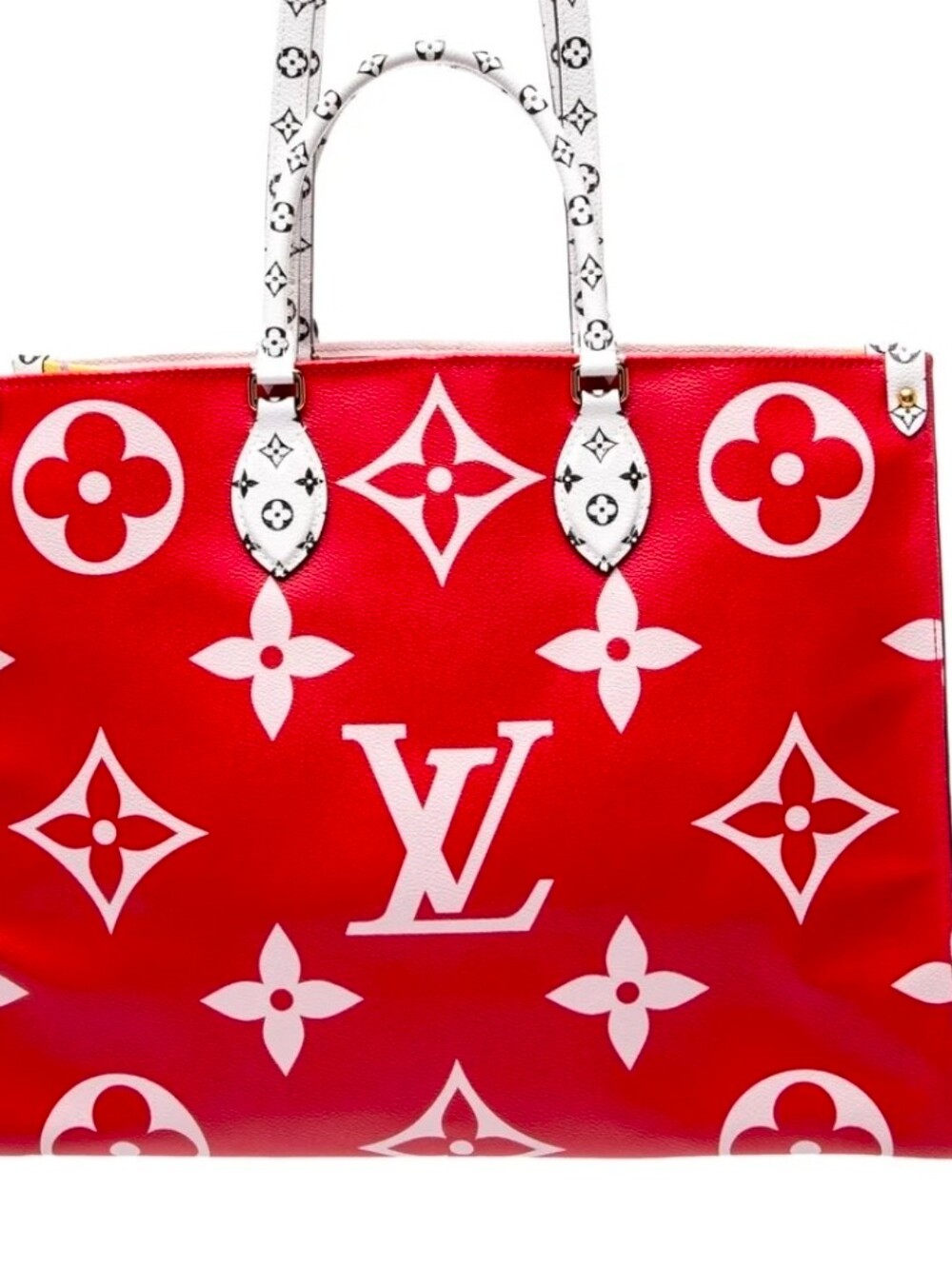 Louis Vuitton Red and White Monogram Canvas Tote ONTHEGO GM
